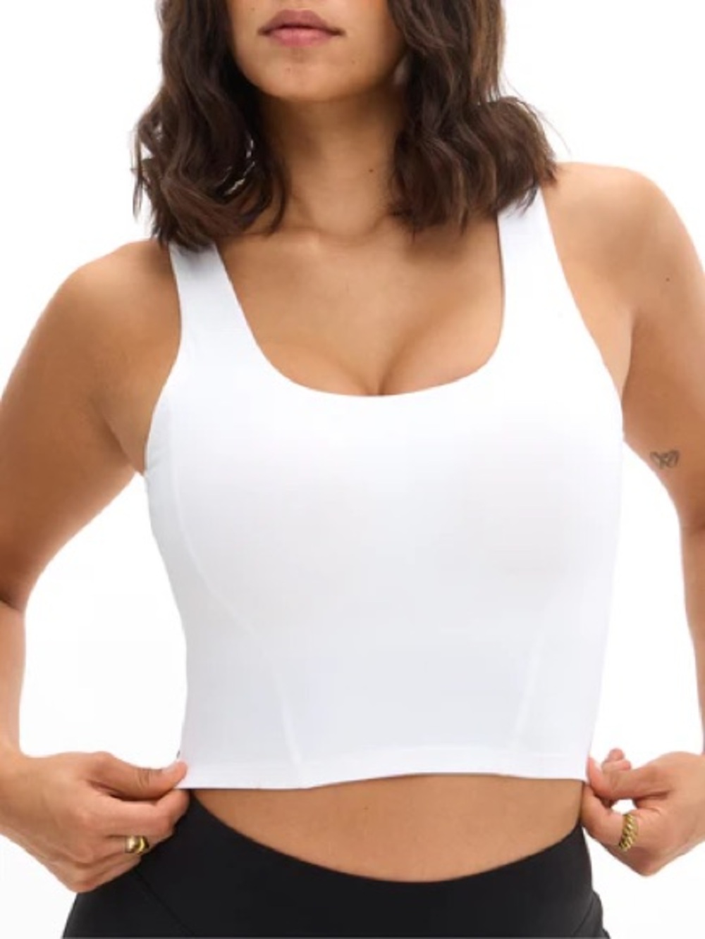 Seamless Scoop Neck Monica top - White